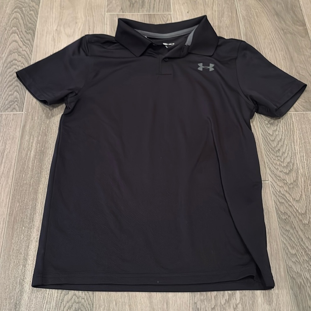 Under Amour Boys Black Collard Shirt Size Youth Medium